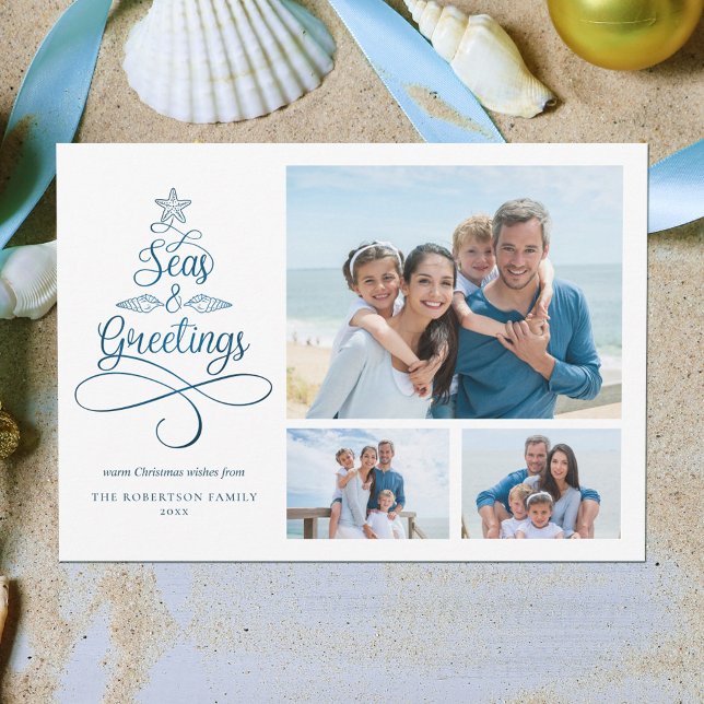 Cartes Pour Fêtes Annuelles Mer et salutations Plage tropicale 3 Photo (Créateur téléchargé)
