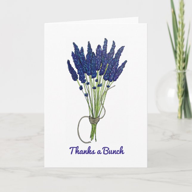 Cartes Pour Fêtes Annuelles Merci à un Merci de bouquet de lavande (Devant)