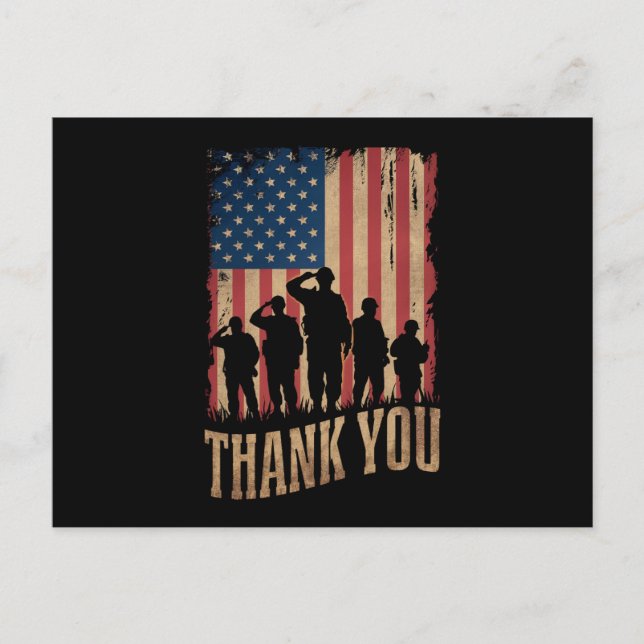 Cartes Pour Fêtes Annuelles Merci Anciens Combattants Jour Américain Drapeau V (Devant)