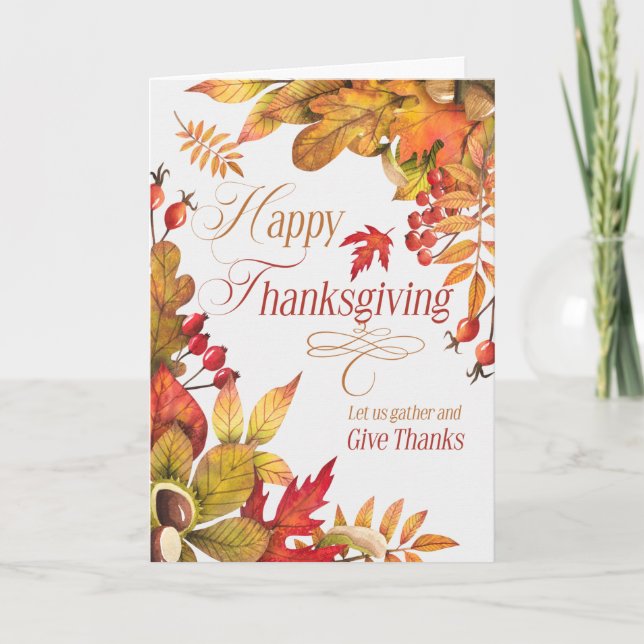 Cartes Pour Fêtes Annuelles Merci Bénédiction Automne Thanksgiving (Devant)