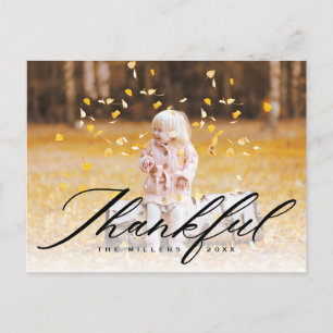 Cartes Pour Fêtes Annuelles Merci Calligraphie   Pleine photo Thanksgiving