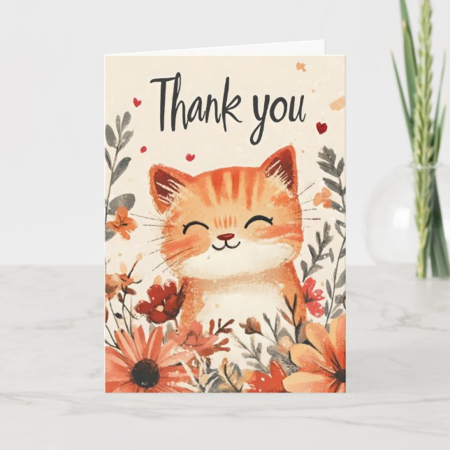 Cartes Pour Fêtes Annuelles Merci Cute Cat (Devant)
