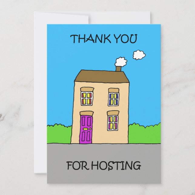 Cartes Pour Fêtes Annuelles Merci d'accueil de la maison de dessin animé (Devant)