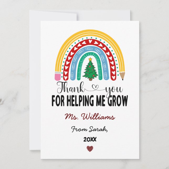 Cartes Pour Fêtes Annuelles Merci de m'avoir aidé à grandir, appréciation pour (Devant)
