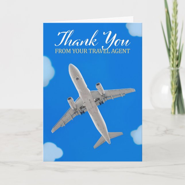 Cartes Pour Fêtes Annuelles Merci De Votre Agent De Voyage Avion Commercial (Devant)