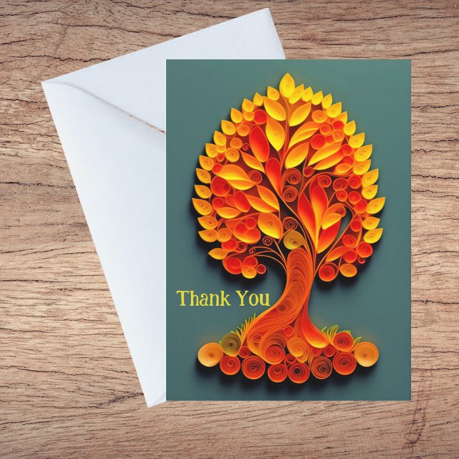 Cartes Pour Fêtes Annuelles Merci d'illustration de l'arbre d'automne de l'ora (Créateur téléchargé)