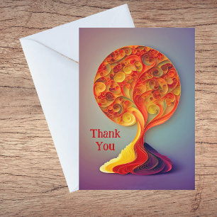 Cartes Pour Fêtes Annuelles Merci d'illustration de l'arbre Orange Autumn Quil