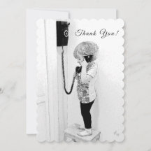 Merci, Enfant, Vieux Téléphone, B&W Art