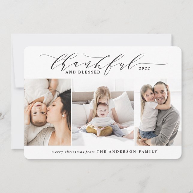 Cartes Pour Fêtes Annuelles merci et béni 3 photo élégante famille (Devant)