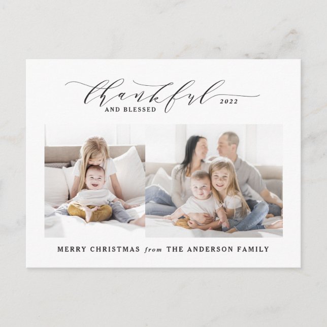 Cartes Pour Fêtes Annuelles Merci et béni photo Noël (Devant)