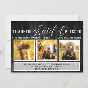 Cartes Pour Fêtes Annuelles Merci Grateful Blessé Photo Thanksgiving Holiday
