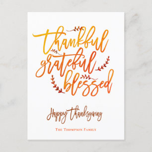 Cartes Pour Fêtes Annuelles Merci Grateful Bon thanksgiving blanc