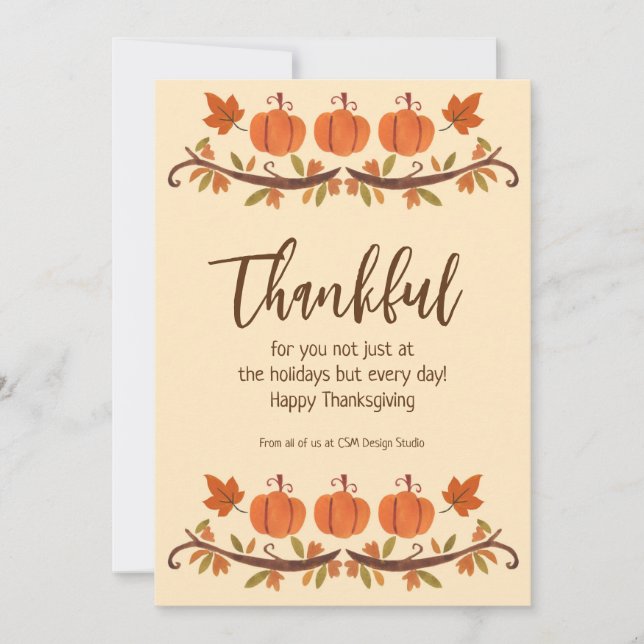 Cartes Pour Fêtes Annuelles Merci Logo Personnalisé Thanksgiving Holiday Card (Devant)