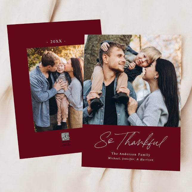 Cartes Pour Fêtes Annuelles Merci Merlot 2 Photo Thanksgiving (Créateur téléchargé)