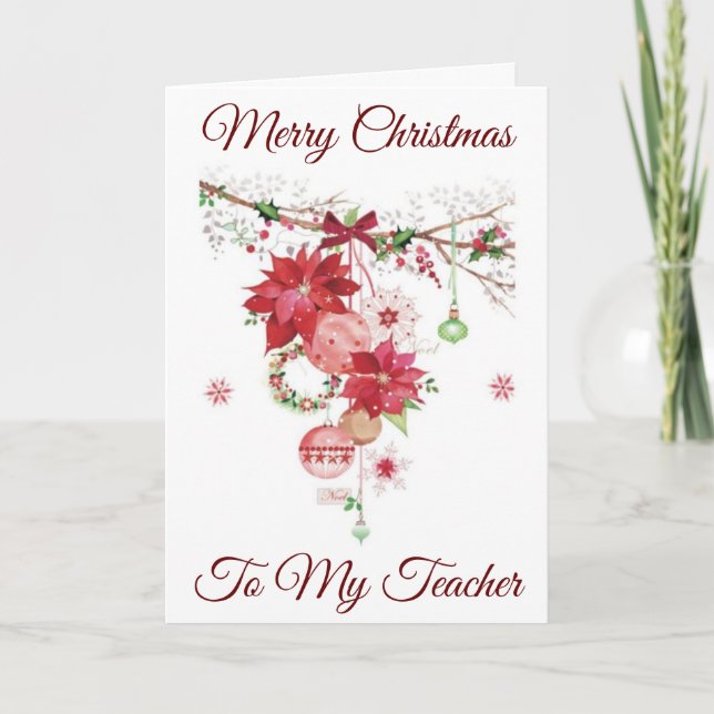 CARTES POUR FÊTES ANNUELLES MERCI NOËL À **MON ENSEIGNANT** (Devant)