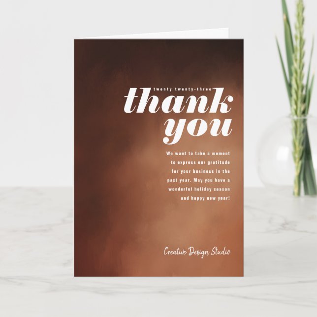 Cartes Pour Fêtes Annuelles  Merci peint Caramel Brown Folded Business (Devant)