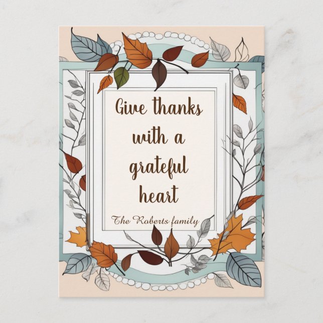 Cartes Pour Fêtes Annuelles Merci. Personnalisé, Thanksgiving (Devant)