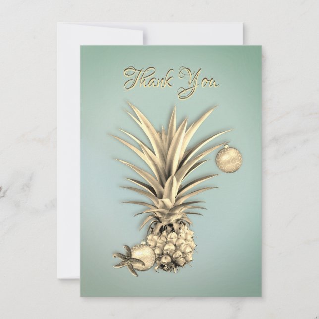 Cartes Pour Fêtes Annuelles Merci plat fait sur commande d'ananas d'or (Devant)