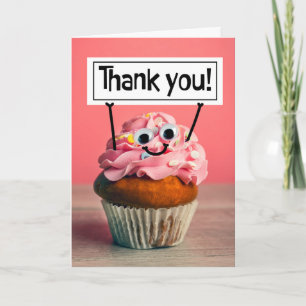 Cartes Pour Fêtes Annuelles Merci Pour Toute Personne Heureuse Cupcake Tenir L