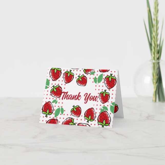 Cartes Pour Fêtes Annuelles Merci sucré aux fraises (Devant)