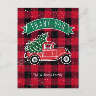 Cartes Pour Fêtes Annuelles Merci vintage de contrôle du Buffalo Rouge Camion
