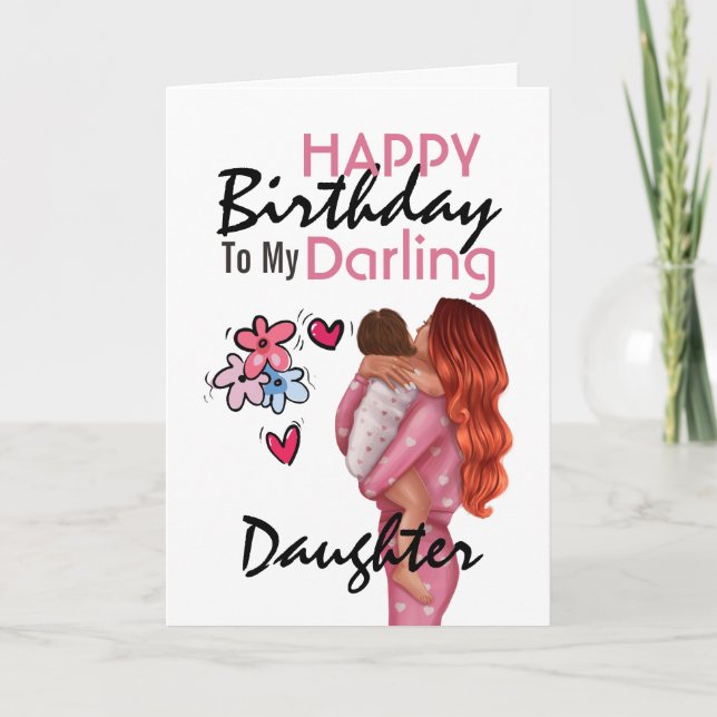 Cartes Pour Fêtes Annuelles Mère enfant fille anniversaire mignon fleurs de co (Devant)