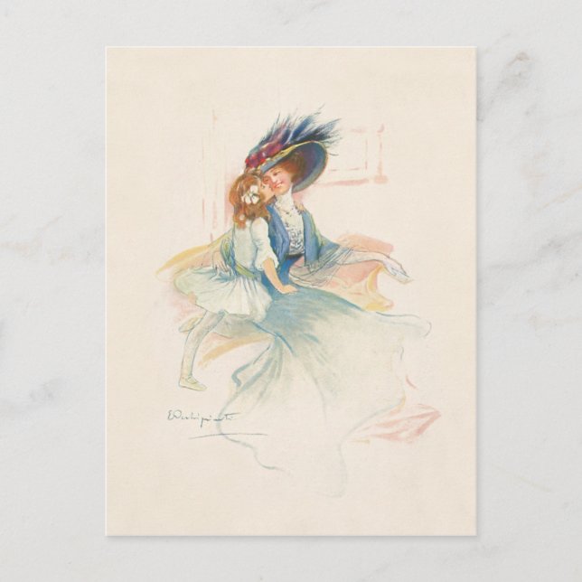 Cartes Pour Fêtes Annuelles Mère et fille victorienne souriante (Devant)