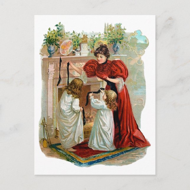 Cartes Pour Fêtes Annuelles Mère et filles la nuit avant Noël (Devant)
