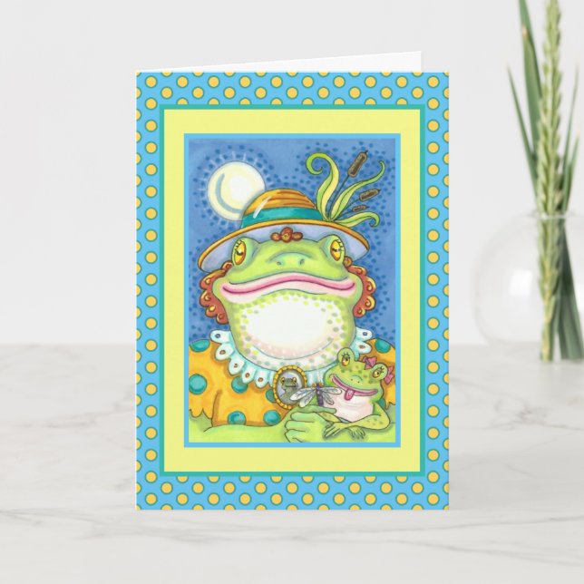 Cartes Pour Fêtes Annuelles MÈRE FROG & BÉBÉ FROGETT, FAMILLE AIMER Drôle (Devant)