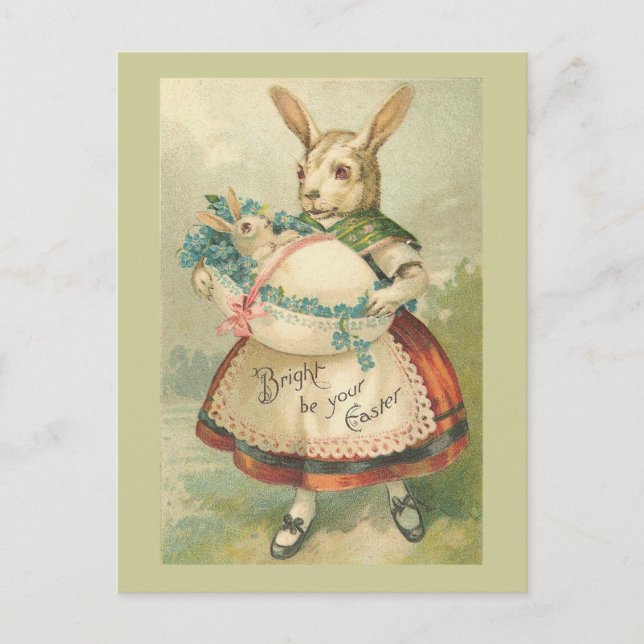 Cartes Pour Fêtes Annuelles Mère Lapin Pâques Et Bébé Vintage (Devant)