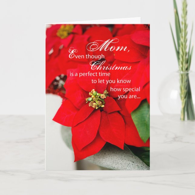 Cartes Pour Fêtes Annuelles Mère Noël Poinsettia (Devant)