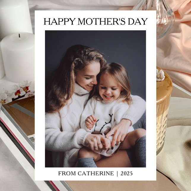 Cartes Pour Fêtes Annuelles Mères minimalistes modernes photo de jour 1 (Créateur téléchargé)