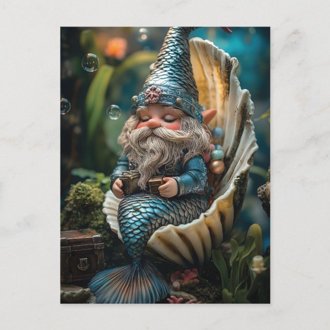 Cartes Pour Fêtes Annuelles Merman génoise Figurine en coquillage - sous (Devant)