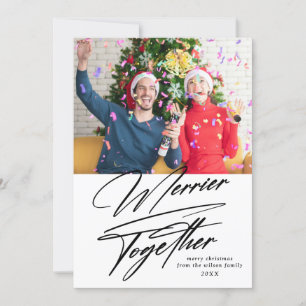 Cartes Pour Fêtes Annuelles Merrier Ensemble Minimaliste Photo Noël