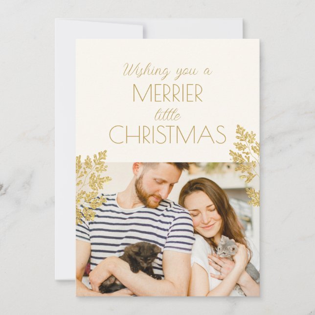 Cartes Pour Fêtes Annuelles Merrier moderne Petit Noël Une photo Kittens (Devant)