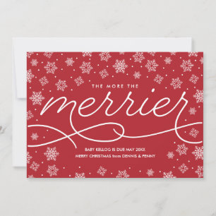 Cartes Pour Fêtes Annuelles Merrier Pregnancy Announcement Christmas Card