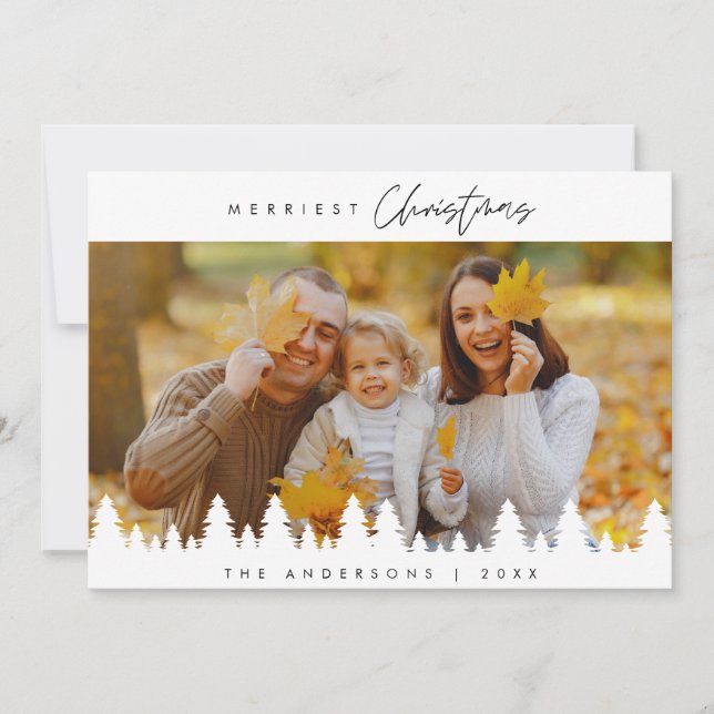 Cartes Pour Fêtes Annuelles Merriest Christmas, Family Photo Téléchargeable (Devant)
