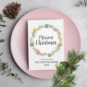 Cartes Pour Fêtes Annuelles Merriest Christmas Festive Wreath Holiday Card
