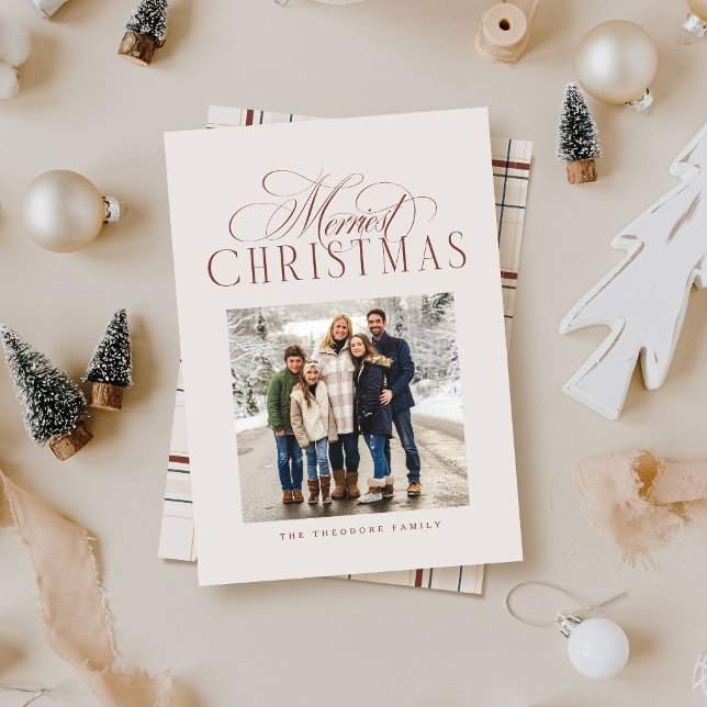 Cartes Pour Fêtes Annuelles Merriest Christmas simple elegant neutral photo (Créateur téléchargé)