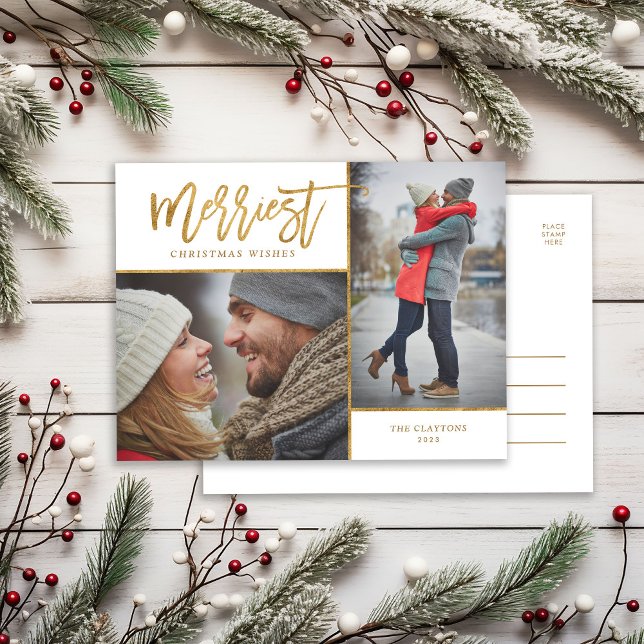 Cartes Pour Fêtes Annuelles Merriest Faux Gold Foil 2 Photo (Créateur téléchargé)