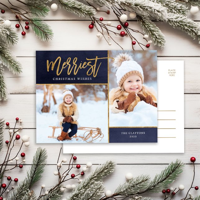 Cartes Pour Fêtes Annuelles Merriest Faux Gold Foil 2 Photo (Créateur téléchargé)