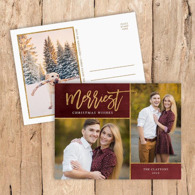 Cartes Pour Fêtes Annuelles Merriest Faux Gold Foil 3 Photo (Créateur téléchargé)