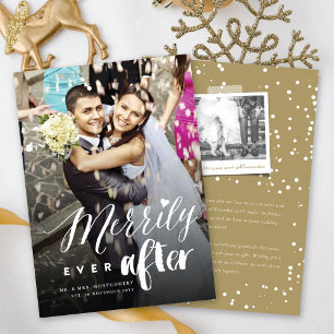 Cartes Pour Fêtes Annuelles Merrily Ever Après Mix Typographie Mariage Photo