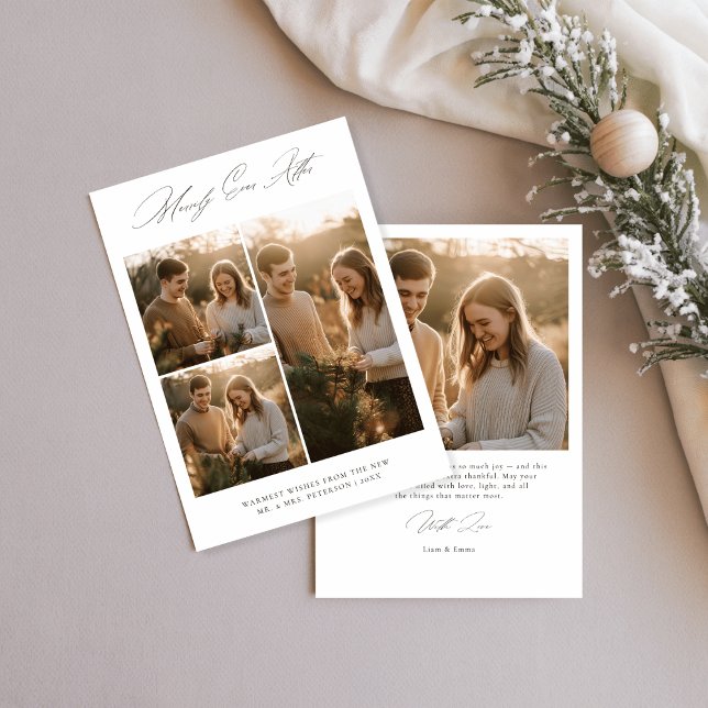 Cartes Pour Fêtes Annuelles Merrily Jamais après le Mariage Noël photo rustiqu (Créateur téléchargé)