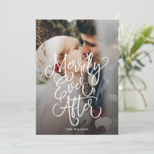 Cartes Pour Fêtes Annuelles Merrily Jamais après les vacances Mariage photo co