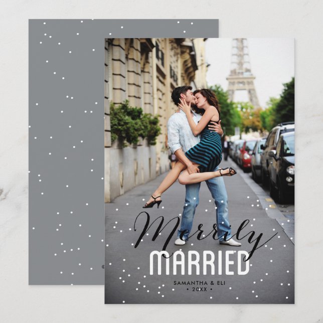 Cartes Pour Fêtes Annuelles Merrily Marié Couple Holiday (Devant / Derrière)