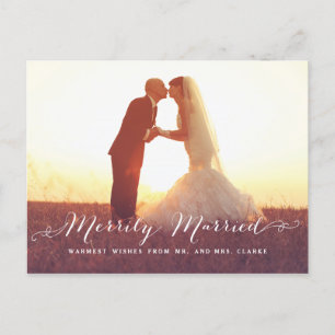 Cartes Pour Fêtes Annuelles Merrily Married Christmas Photo Holiday Postcard