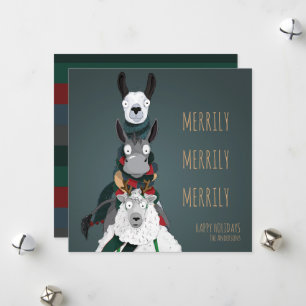 Cartes Pour Fêtes Annuelles "Merrily Merrily Merrily" Festive Funny Turquoise