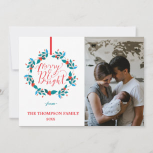 Cartes Pour Fêtes Annuelles Merry and Bright Christmas Wreath 4 photo Collage