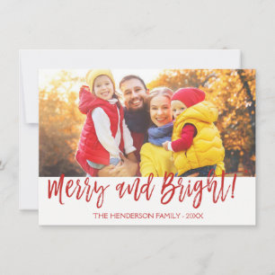 Cartes Pour Fêtes Annuelles Merry and Bright Hand Lettered Script Photo Card